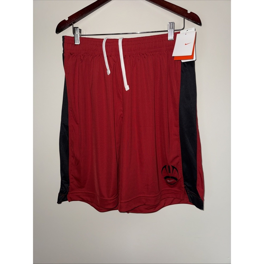NEW Y2K 90s Nike fitdry Men's Football shorts red black Sz L Large BNWT